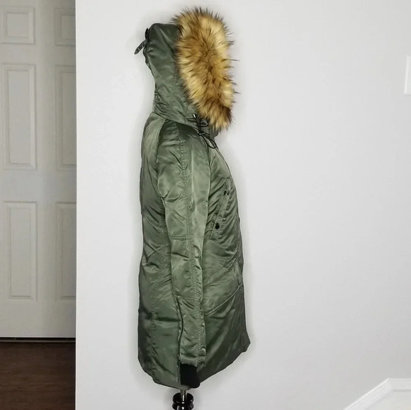 S13 Urban Outfitters Eskimo Faux Fur Trim Down Parka Winter Coat XS - Picture 3 of 12